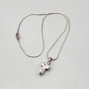 Sterling Silver Chain w/ Crystal Cross Pendant